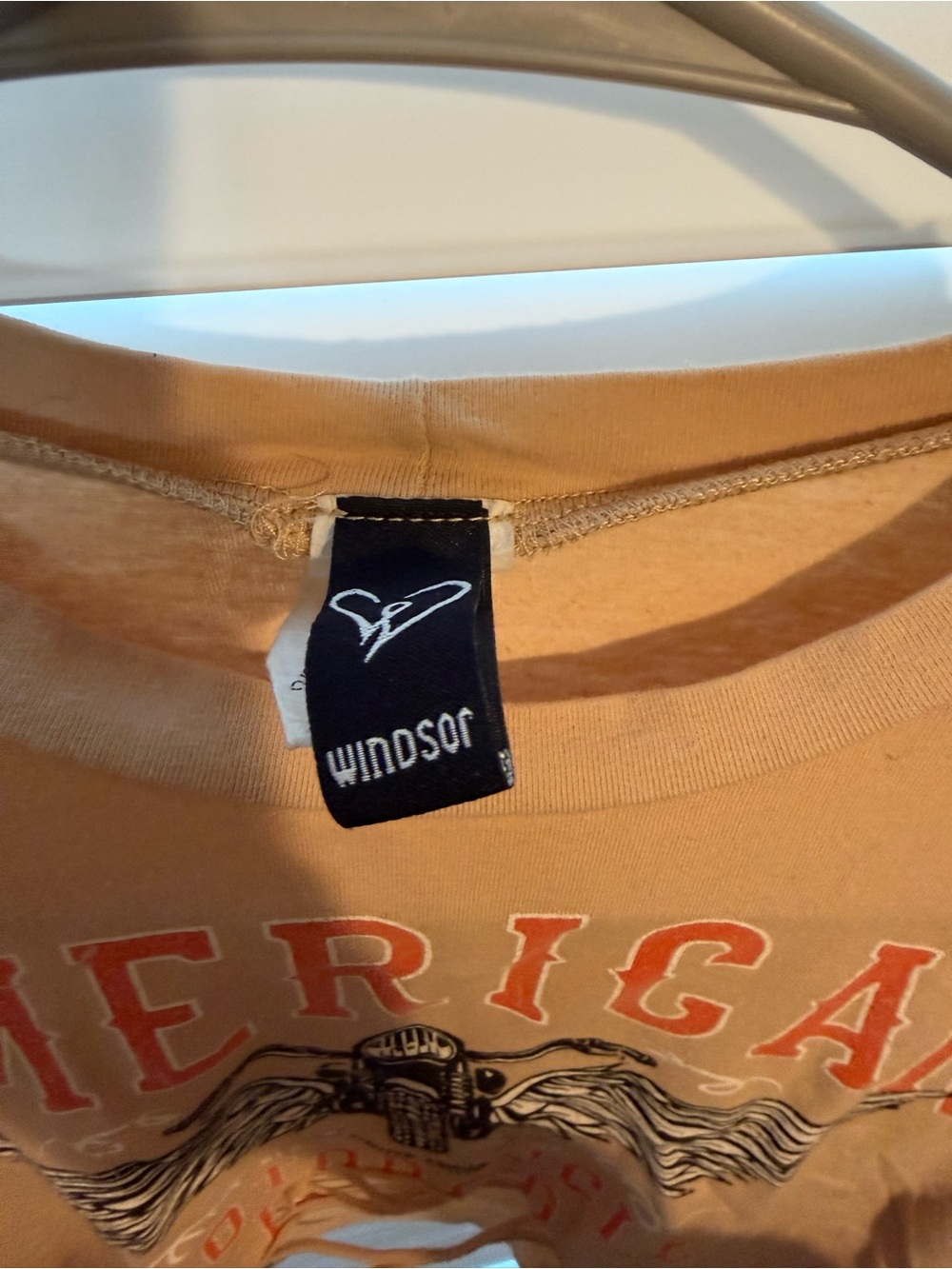 Windsor Tan Graphic American Motorcycle Crop Top - Picture 3 of 4